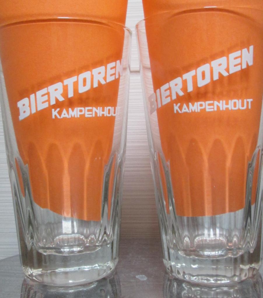2 glazen van brouwerij Biertoren Kampenhout, Verzamelen, Ophalen of Verzenden, Gebruikt, Glas of Glazen, Overige merken