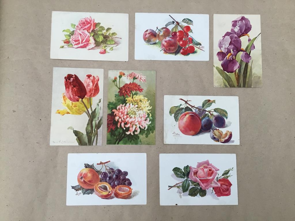 Lot de cartes postales anciennes, fleurs et fruits, Collections, Enlèvement ou Envoi