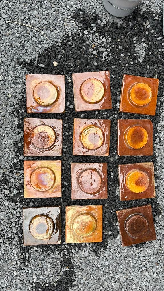 12 Vintage terracotta kachel/muurtegels 19 x 19cm, Ophalen