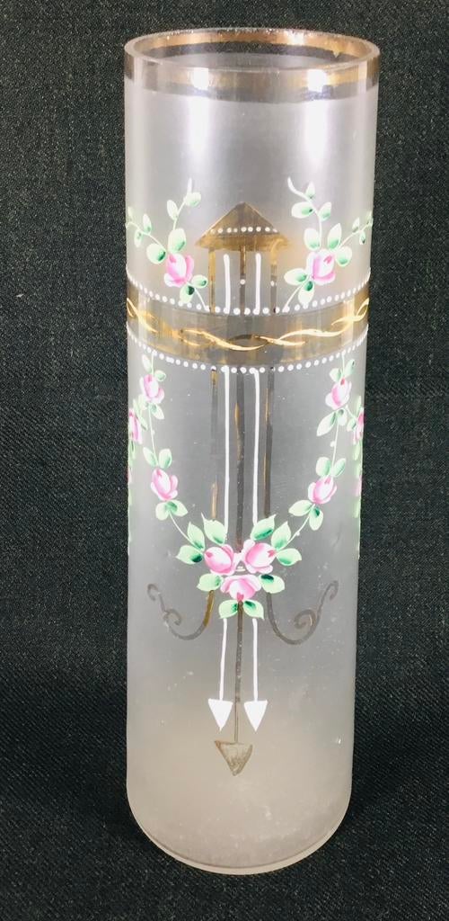 Antieke design Art Nouveau Jugendstill glazen kegelvaas, Ophalen of Verzenden
