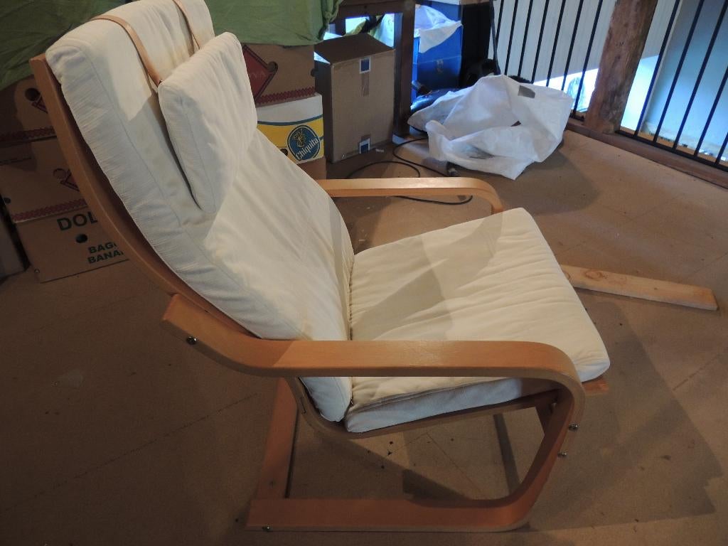 Zetel/fauteuil Ikea POÄNG wit, 75 à 100 cm, Enlèvement, Utilisé, 50 à 75 cm