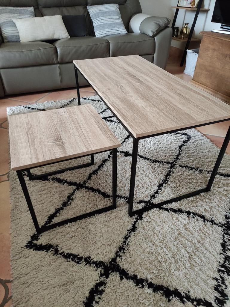Tables basses de salon Centrakor stratifié imitation bois cl, Maison & Meubles, Enlèvement, Métal