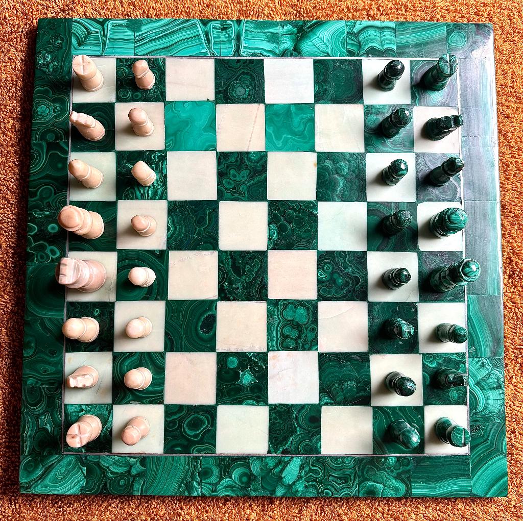 Jeu d’échec marbre et Malachite, Antiquités & Art, Enlèvement ou Envoi