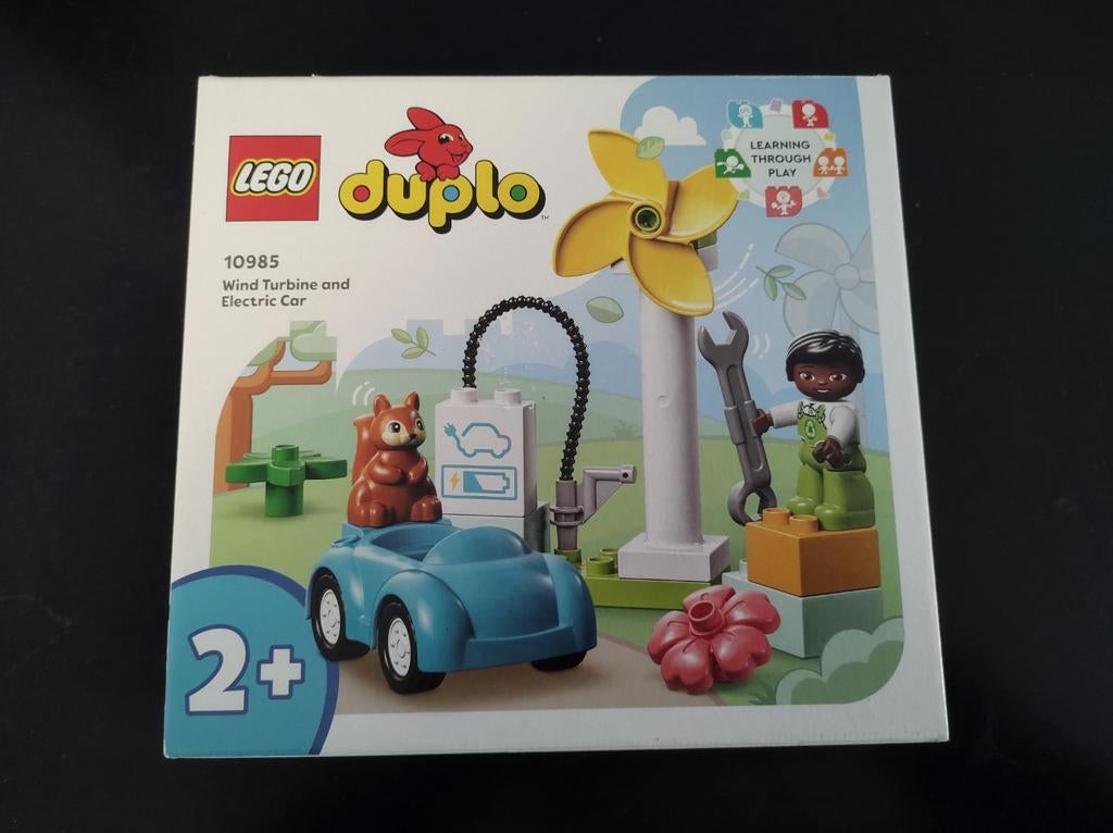 Duplo 10985, windmolen en elektrische auto, nieuw, Ophalen of Verzenden, Nieuw, Complete set, Duplo