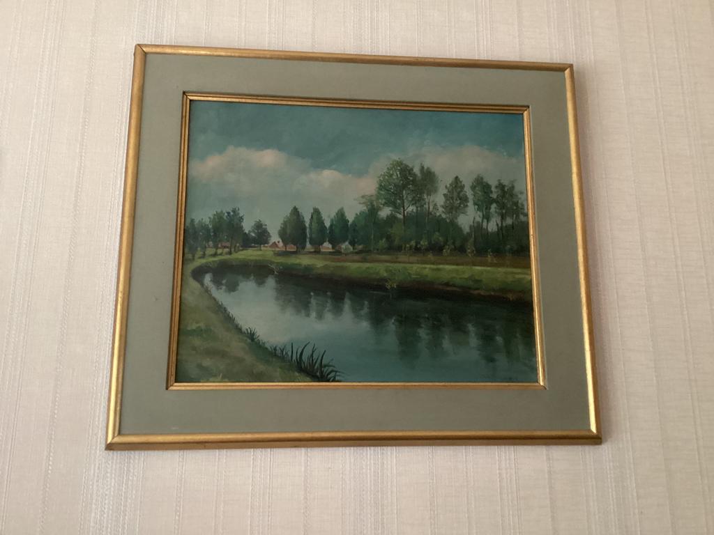 Schilderij met vijver, Antiek en Kunst, Ophalen of Verzenden