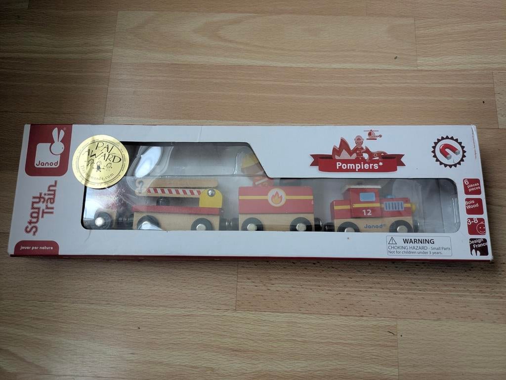 Janod story pompiers magnetische houten treinset, Ophalen of Verzenden, Treinset