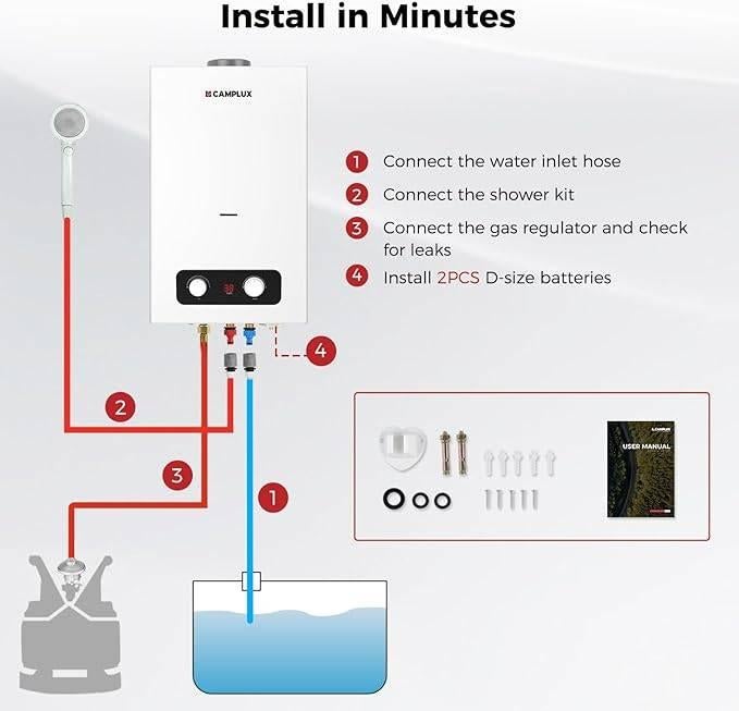 Boiler voor buiten | butaan/propaan | GRATIS LEVERING, -, -, Overige typen, Nieuw