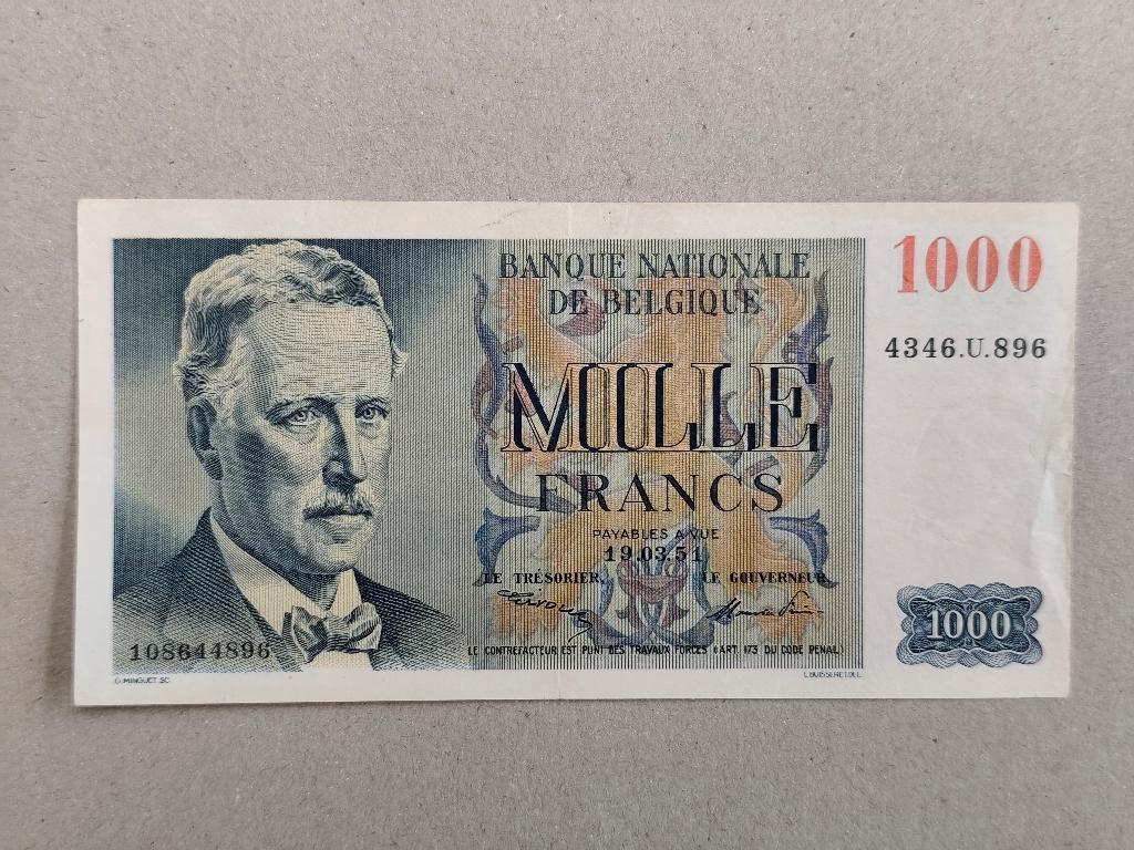 Billet de 1000 Fb type Centenaire état SUP, Ophalen of Verzenden, Los biljet