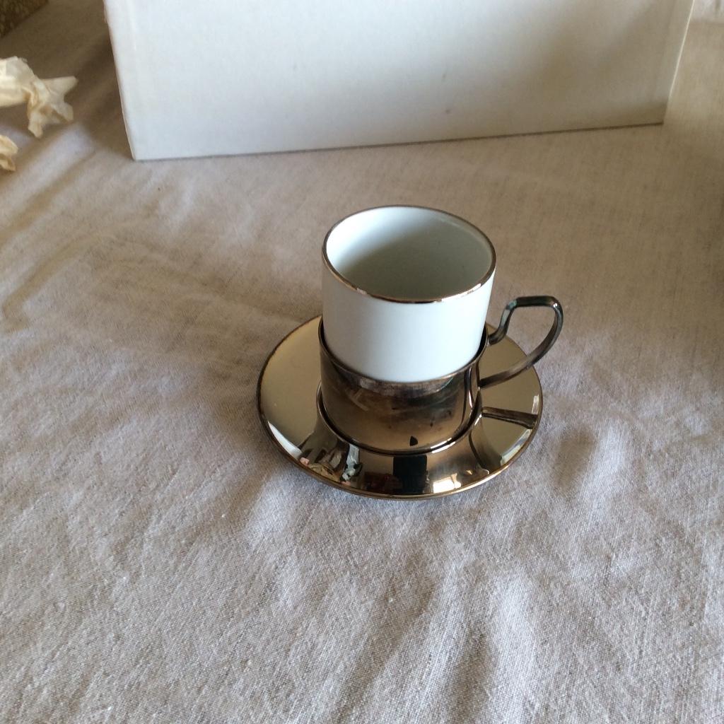 Zilveren mokka servies, Ophalen of Verzenden, Zo goed als nieuw, Overige stijlen, Kop(pen) en/of Schotel(s)