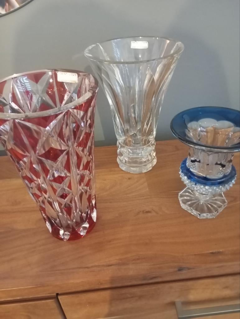 Vase cristal rouge, Antiek en Kunst, Ophalen