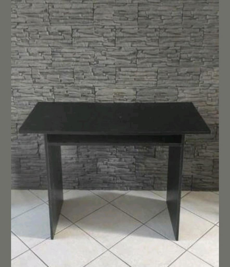 Petit bureau noir simple + tablette, Ophalen of Verzenden, Gebruikt