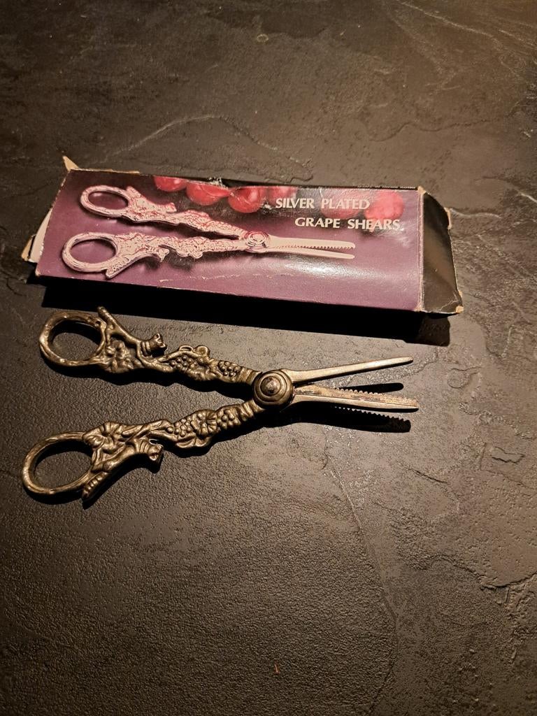 Vintage verzilverde druivenschaar, Antiquités & Art, Enlèvement ou Envoi, Argent