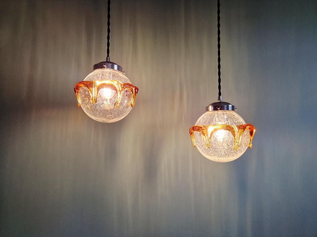 Duo of Space Age-hangers in Muranoblown glas, 1970, Ophalen of Verzenden