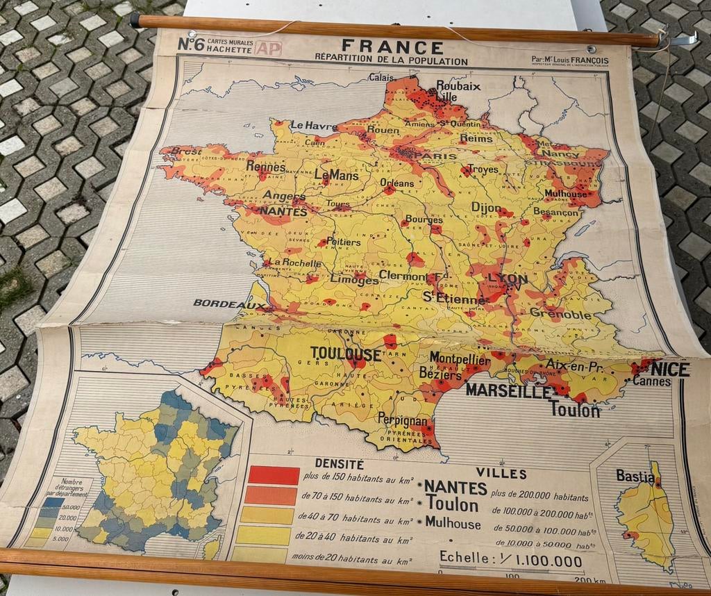Carte ancienne scolaire de la France, Enlèvement, Géographie
