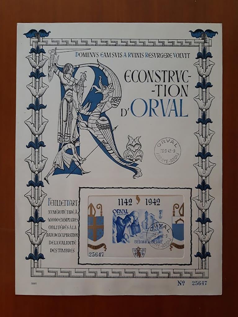 Belgium 1942 OBP BL19 FDC Orval Abbey nr. 25647 English blue, Affranchi, Oblitération 1er jour, Envoi, Autre