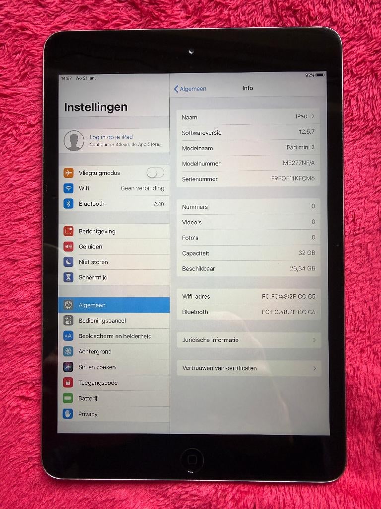 Apple iPad Mini 32GB IOS 12.5.7 + nieuw Logitech keyboard, Enlèvement, Apple iPad
