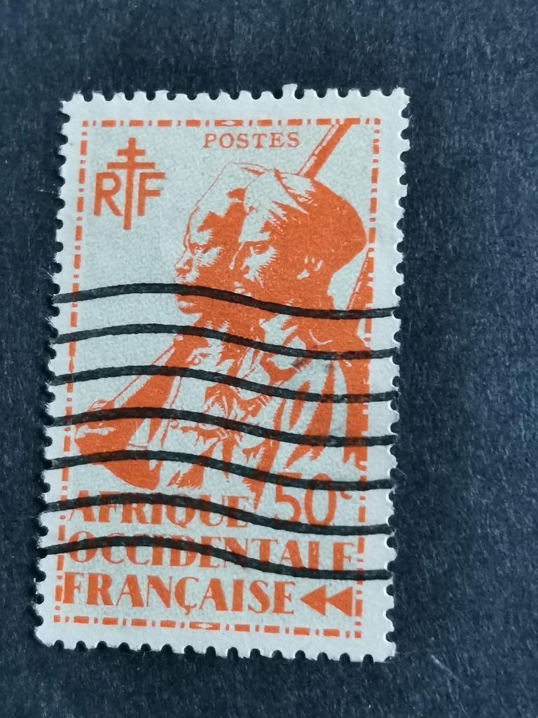 Frans West-Afrika 1945 - soldaten, Ophalen of Verzenden, Overige landen, Gestempeld