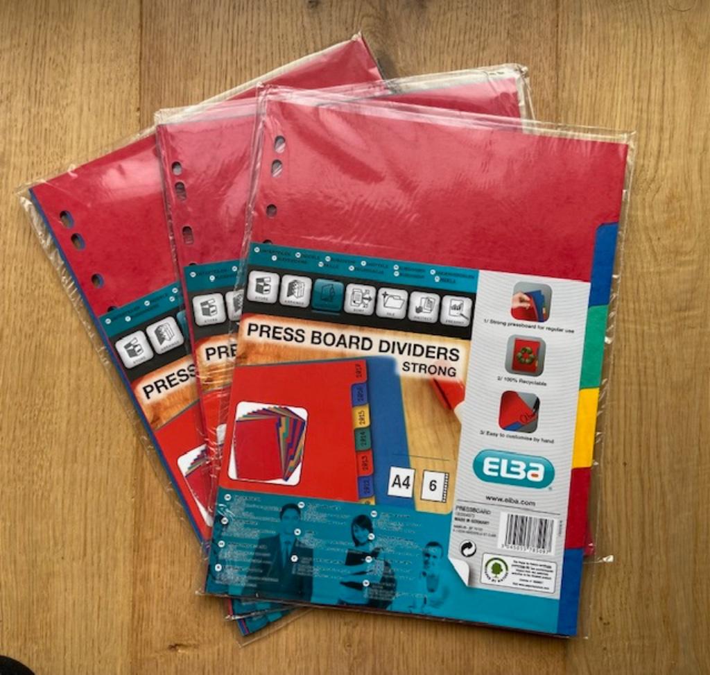 Lot de 3 intercalaires A4 carton 6 positions Elba neuf, Diversen, Schoolbenodigdheden, Nieuw, Ophalen of Verzenden