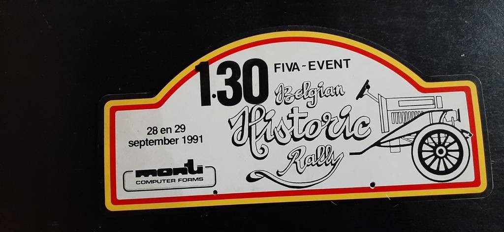 Rallyplaat Belgian Historic Rally 1991, Enlèvement ou Envoi, Comme neuf