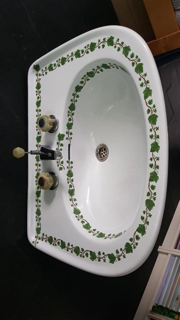 Evier lavabo ancien porcelaine de Paris robinet pierre Onyx, Enlèvement, Comme neuf, Pierre, Lavabo