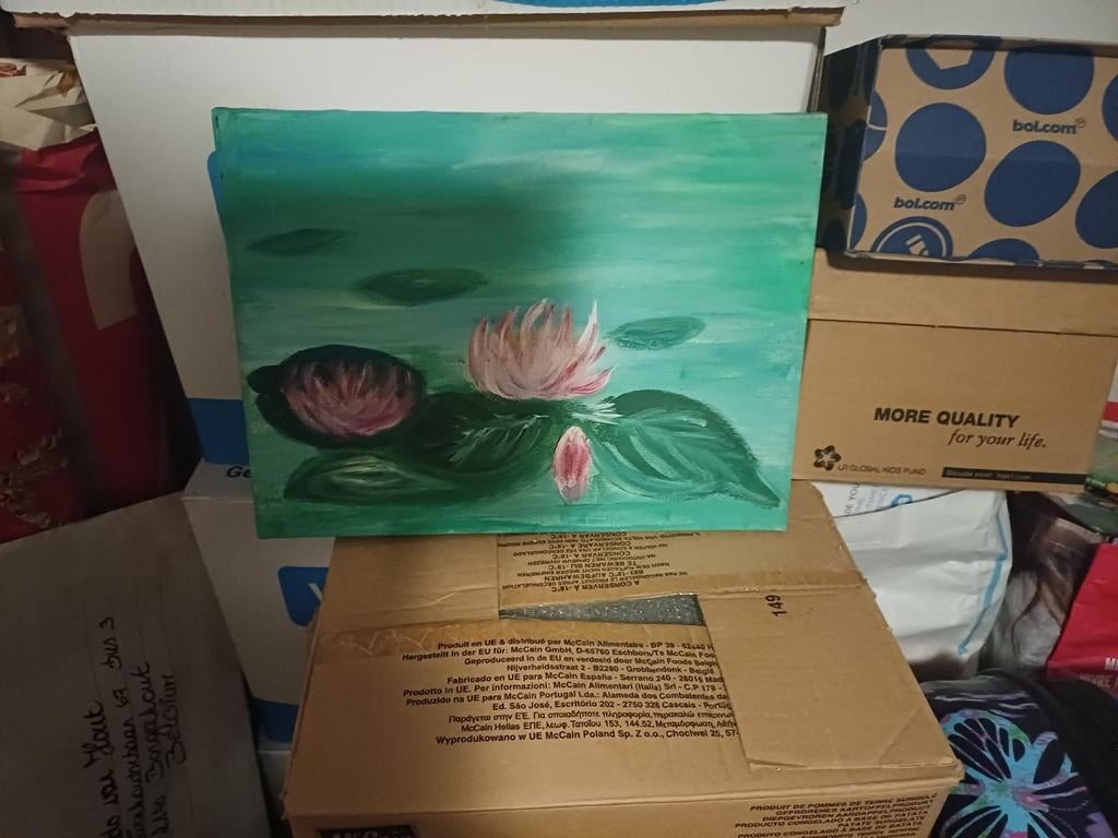 Schilderij waterlelies, Verzenden