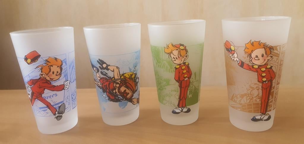 Spirou 4 glazen uit de Quick collectie uit 2001, Verzamelen, Ophalen of Verzenden, Nieuw