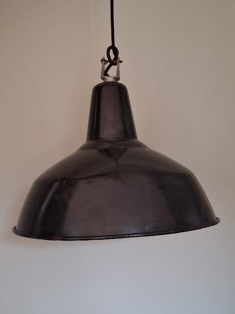 Lampe industrielle en émail, Antiquités & Art, Enlèvement