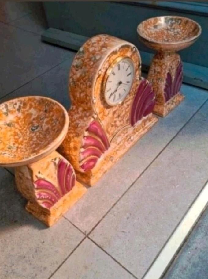 Prachtige Art Deco klok met twee bijpassende schalen. De set, Ophalen of Verzenden