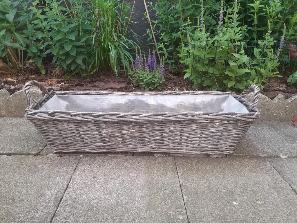 Bloembak riet : 60 cm , binnenin nieuwe plastiek 🪴 🌷 🌱, Tuin en Terras, Ophalen, Gebruikt, Rechthoekig, 60 tot 100 cm