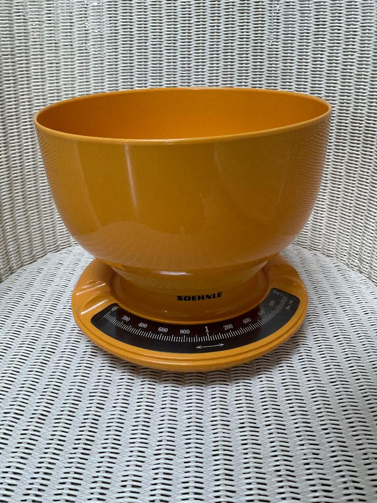 Soehnle weegschaal - oranje - vintage, Ophalen of Verzenden, Gebruikt, Keukenweegschaal, Analoog