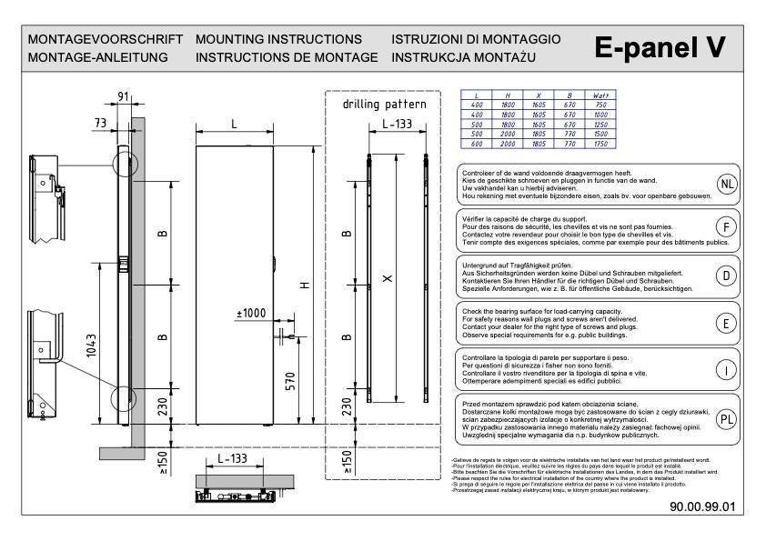 Radiateur électrique design Vasco E-panel, à peine utilisé, 800 watts ou plus, Comme neuf, Enlèvement, 80 cm ou plus