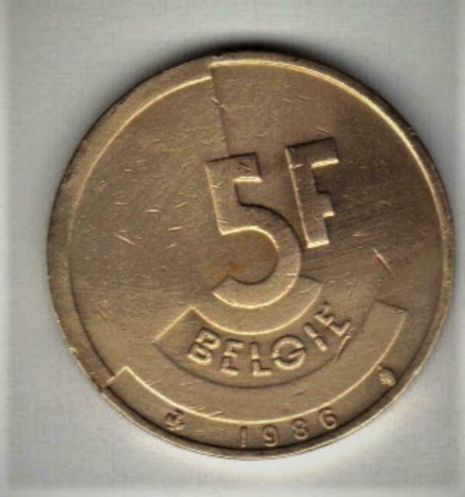 Belgisch muntstuk 5 fr 1986  vlaams, Verzenden, België, Losse munt