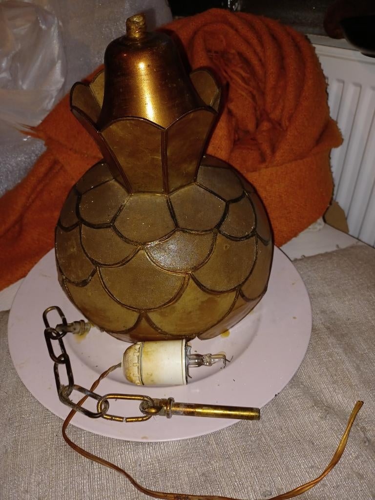 Lampe authentique en vitrail ou en laiton mica, Enlèvement