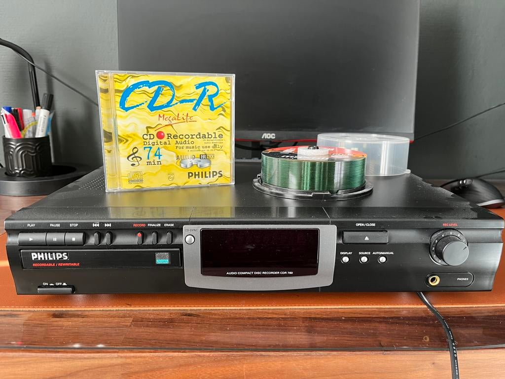Philips CDR760 + 25 pack CD, Ophalen of Verzenden, Gebruikt, Philips