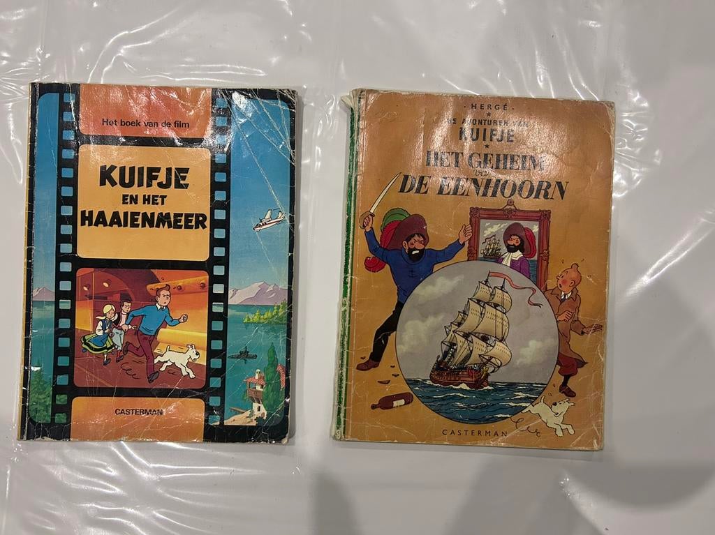 2 kuifjes strips : het geheim van de eenhoorn + haaienmeer, Boeken, Meerdere stripboeken, Ophalen of Verzenden, Gelezen