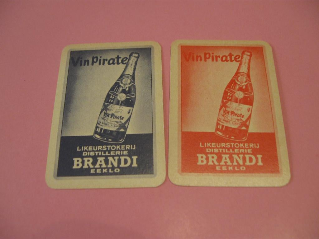 2 oude speelkaarten Likeurstokerij Brandi , Eeklo (15), Verzamelen, Speelkaarten, Jokers en Kwartetten, Zo goed als nieuw, Speelkaart(en)