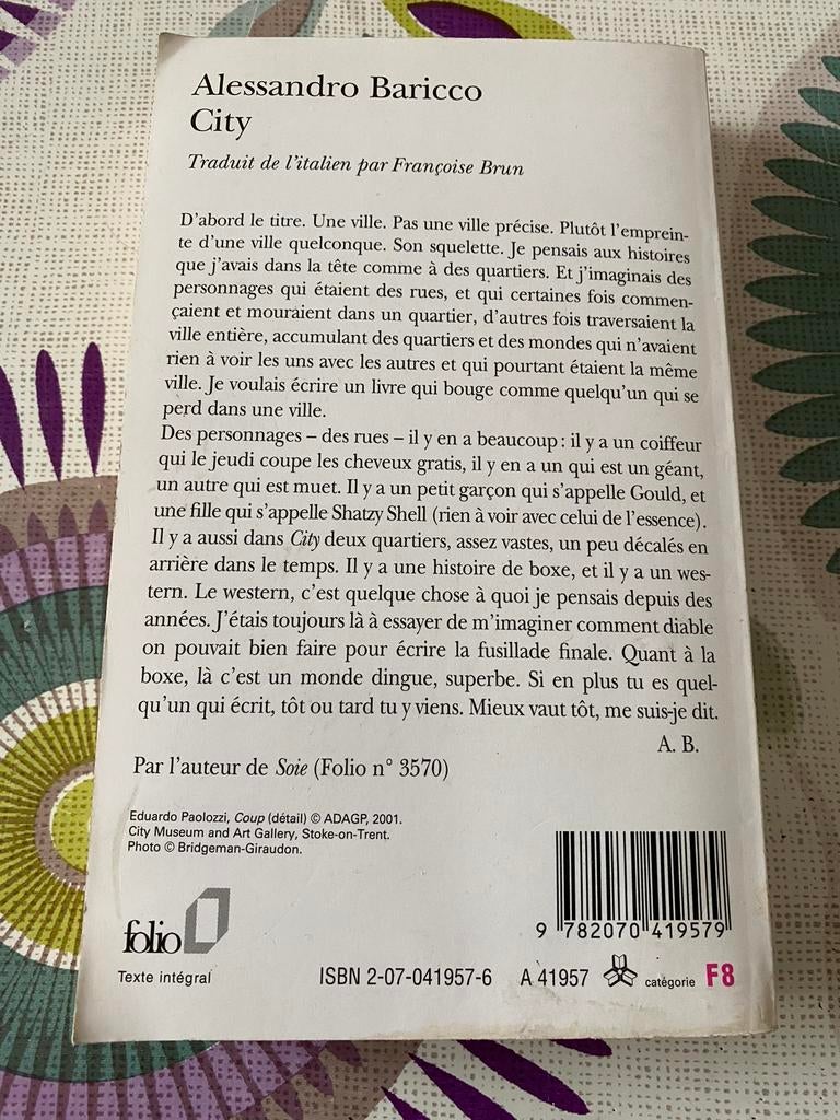City Roman d'Alessandro Baricco, Enlèvement ou Envoi