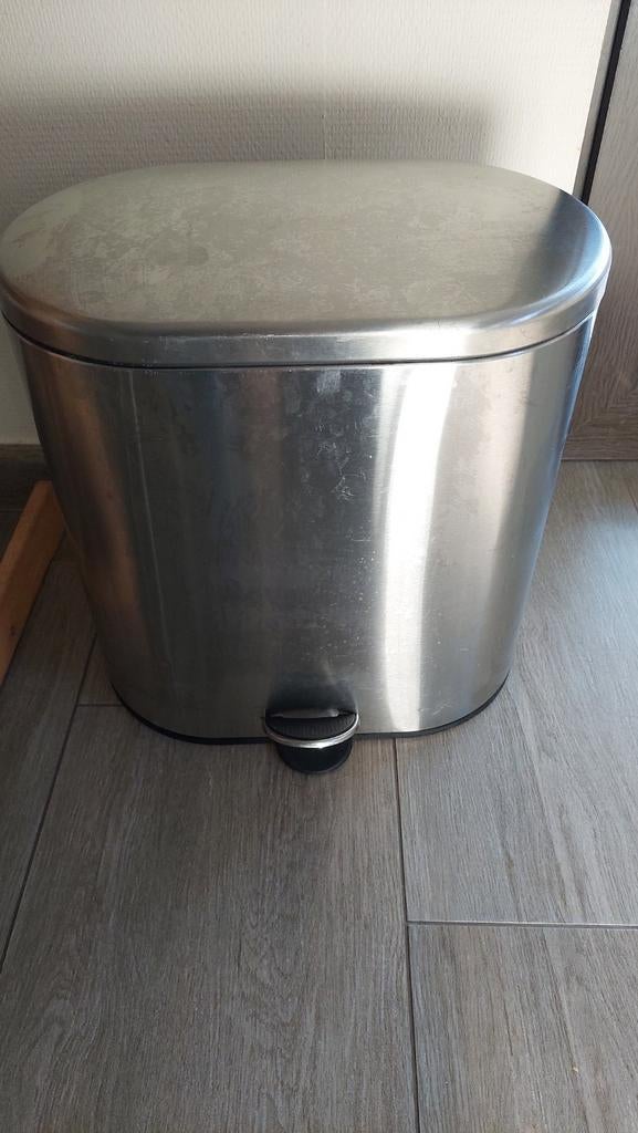 Poubelle en acier inoxydable, Inox, À pédale, 10 à 20 litres, Comme neuf