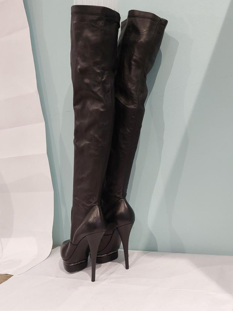 641C* LE SILLA sexy zwarte volledig leren lieslaarzen (40), Hoge laarzen, Verzenden, Zwart, Zo goed als nieuw