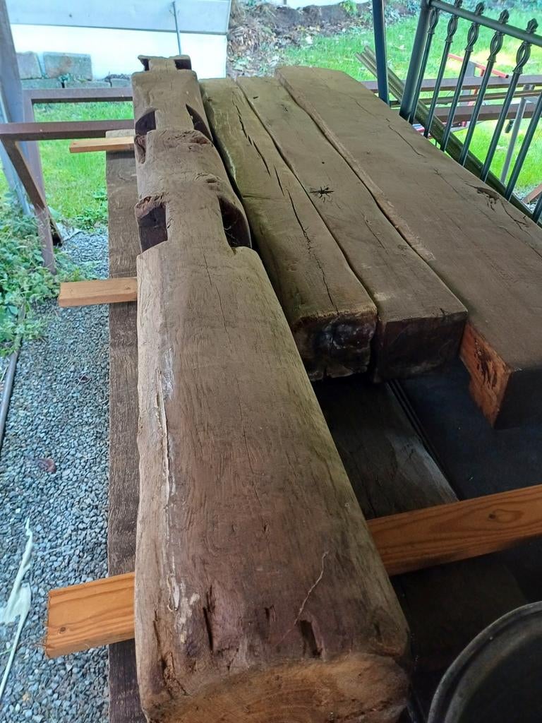 Lot de poutres en chêne (x4), Moins de 180 cm, Bois dur, Enlèvement, Utilisé