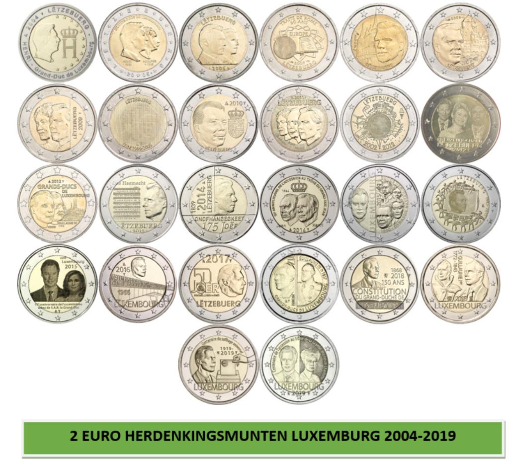 Pièces commémoratives de 2 euros Luxembourg 2004-2019, Enlèvement ou Envoi, Luxembourg, 2 euros