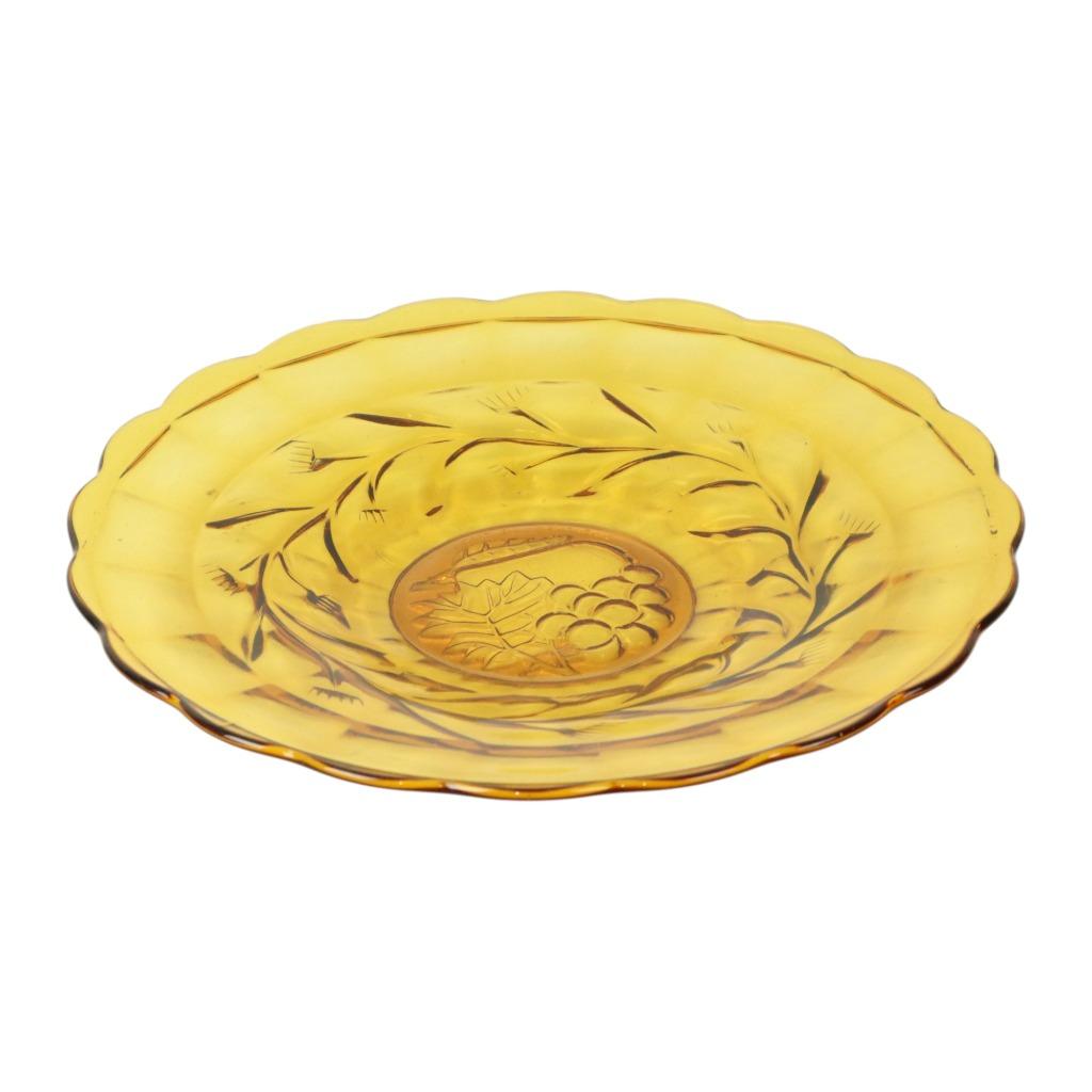 Art Deco Fruitschaal Amber Geperst Glas Fait en Belgique, Enlèvement ou Envoi