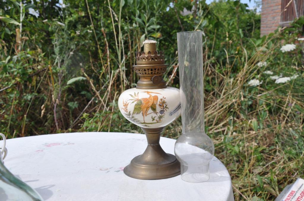 lampe a petrole cuivre et faience, Antiquités & Art, Enlèvement ou Envoi