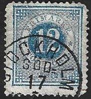 1 Postzegel Zweden 1872 Cirkel met cijfer, Enlèvement ou Envoi, Suède, Affranchi
