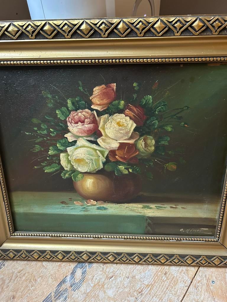 Klassiek olieverfschilderij ingelijst gesigneerd door Minet, Enlèvement