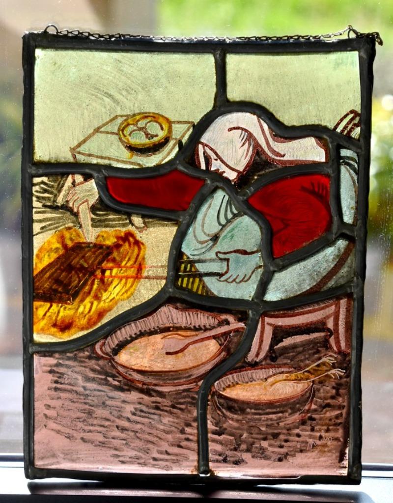 Antiek loden glasraam, Ophalen