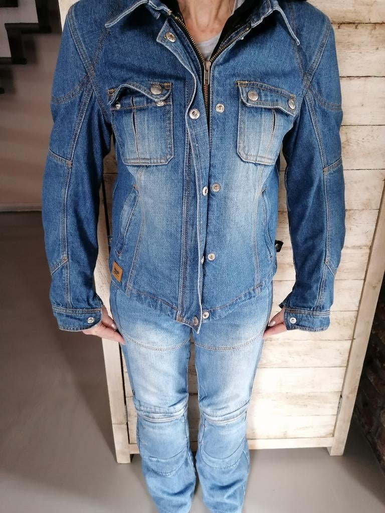 Veste moto femme en jeans, Enlèvement, Comme neuf