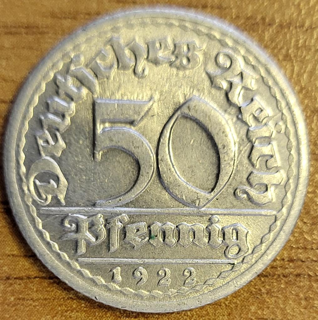 ALLEMAGNE 50 Pfennig 1922 G Karlsruhe KM#27 SPLENDIDE++, Timbres & Monnaies, Monnaies | Europe | Monnaies non-euro, Monnaie en vrac