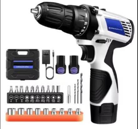 Perceuse-visseuse sans fil 1400 tr/min avec accessoires, Bricolage & Construction, Outillage | Foreuses, Neuf, Perceuse, Enlèvement ou Envoi