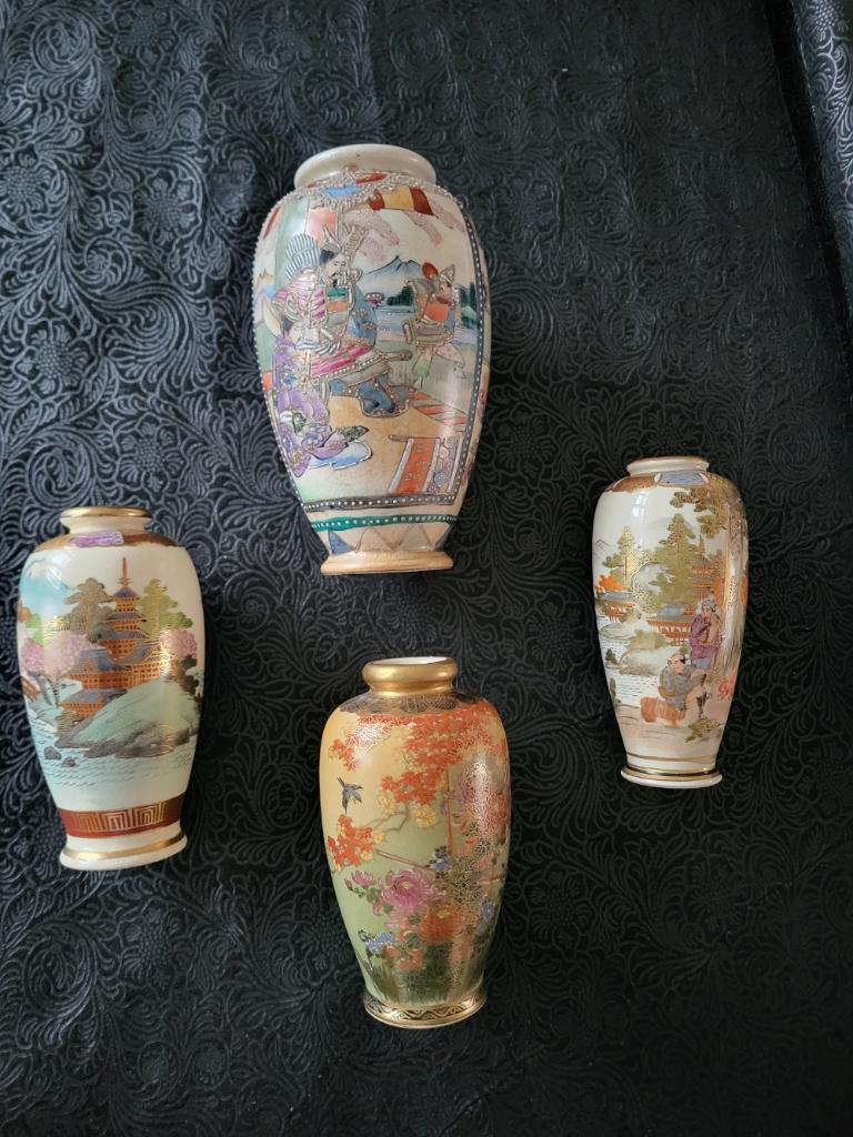 4 Vases Satsuma, époque Meiji signés, Enlèvement ou Envoi